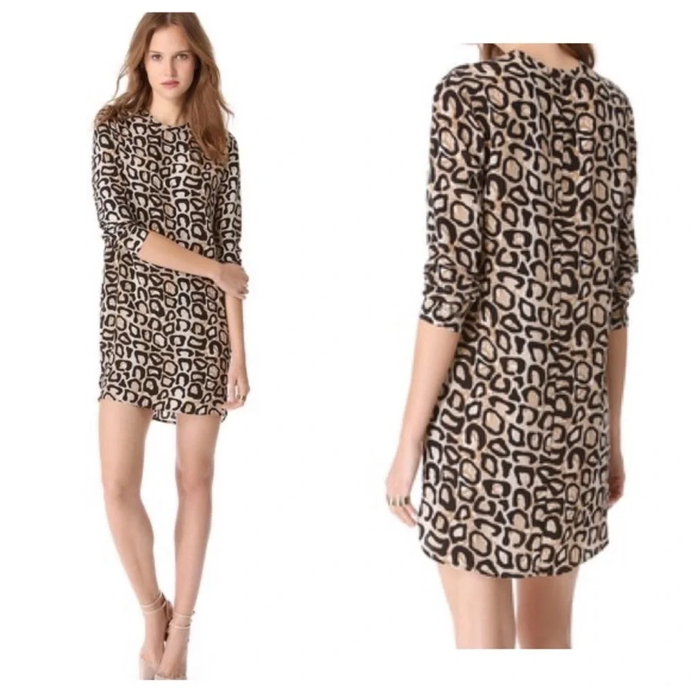 Equipment Owen Leopard Snake Print Silk Mini Dress Sz. Medium